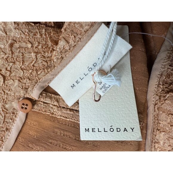 Melloday Clothing Textured Peachy Brown Size Small Blouse NWT $52 - Picture 3 of 7